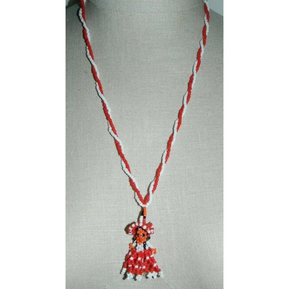 Vintage Southwestern Beaded Figural Female Person Necklace